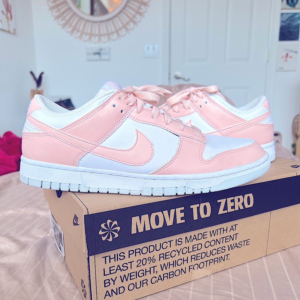 White/ PALE Coral Nike Dunks LOW Next Nature🔥 Size 8 for Men!